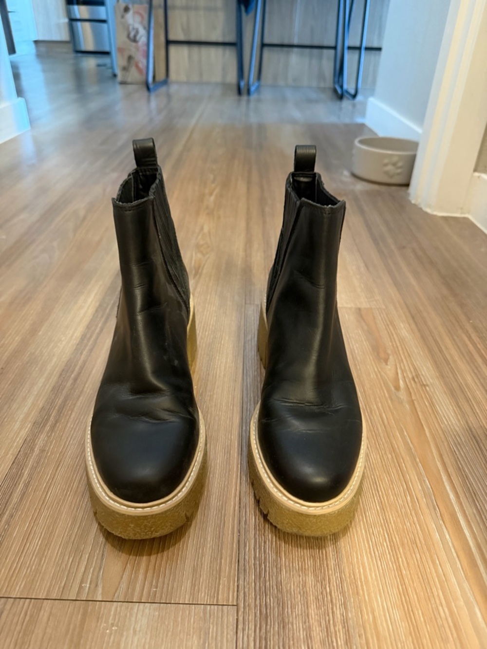 Black Platform Chelsea Boots with Crepe Sole